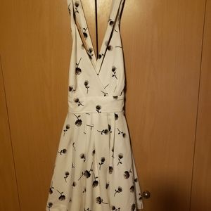 FREE PEOPLE IVORY HALTER DRESS WITH FLOWERS